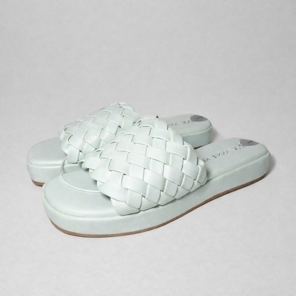 Anne Klein iFlex Sandal Women 7 Mint Resort Woven Comfort Platform Slide Sandals